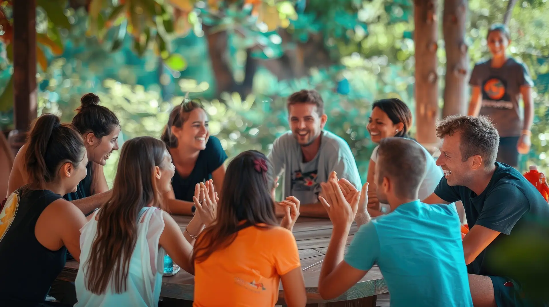 Corporate team building activity with a team-building retreat